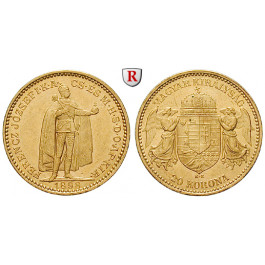 Ungarn, Franz Joseph I., 20 Korona 1898, 6,09 g fein, ss-vz