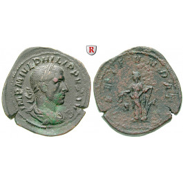 Römische Kaiserzeit, Philippus I., Sesterz, ss-vz/ss
