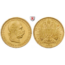 Österreich, Kaiserreich, Franz Joseph I., 20 Kronen 1893, 6,09 g fein, vz/vz-st