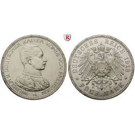 Deutsches Kaiserreich, Preussen, Wilhelm II., 5 Mark 1913, Kaiser in Uniform, A, vz/vz-st, J. 114