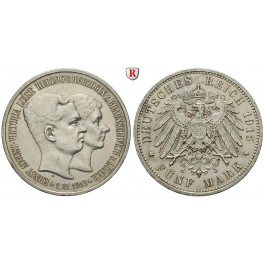 Deutsches Kaiserreich, Braunschweig, Ernst August, 5 Mark 1915, mit Lüneburg, A, ss-vz, J. 58
