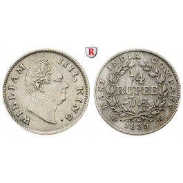 Indien, Britisch-Indien, William IV., 1/4 Rupee 1835, ss+