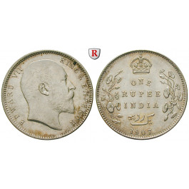 Indien, Britisch-Indien, Edward VII., Rupee 1907, vz+