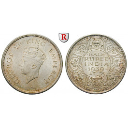 Indien, Britisch-Indien, George VI., 1/2 Rupee 1939, vz/vz-st
