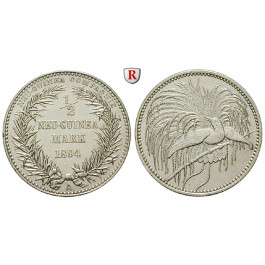 Nebengebiete, Deutsch-Neuguinea, 1/2 Neu-Guinea Mark 1894, Paradiesvogel, A, vz/vz+, J. 704