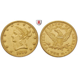 USA, 10 Dollars 1899, 14,49 g fein, ss+