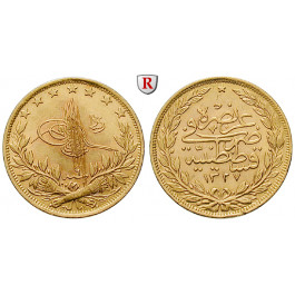 Osmanisches Reich, Mohammed V., 100 Piaster 1914, 6,56 g fein, ss-vz