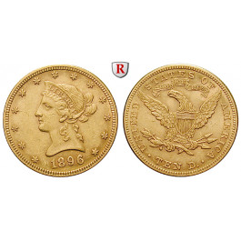 USA, 10 Dollars 1896, 15,05 g fein, ss+