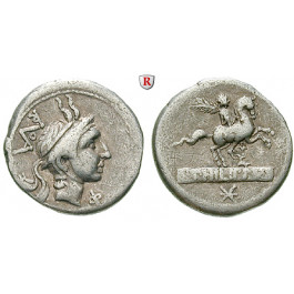 Römische Republik, L. Philippus, Denar 113/112 v. Chr., ss