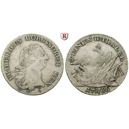 Brandenburg-Preussen, Königreich Preussen, Friedrich II., 1/2 Reichstaler 1766, ss+