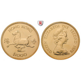 Hongkong, Elisabeth II., 1000 Dollars 1978, 14,64 g fein, st