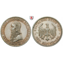 Weimarer Republik, 3 Reichsmark 1927, Uni Tübingen, F, ss-vz, J. 328