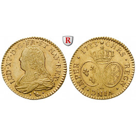 Frankreich, Louis XV., Louis d´or aux lunettes 1733, ss-vz