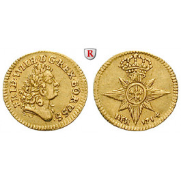 Brandenburg-Preussen, Königreich Preussen, Friedrich Wilhelm I., 1/4 Dukat 1714, ss-vz