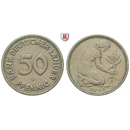 Bundesrepublik Deutschland, 50 Pfennig 1950, Bank Deutscher Länder, G, ss+, J. 379