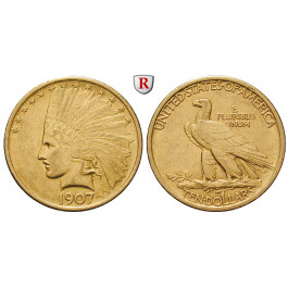 USA, 10 Dollars 1907, 15,05 g fein, ss+