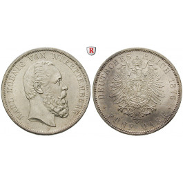 Deutsches Kaiserreich, Württemberg, Karl, 5 Mark 1876, F, f.st, J. 173