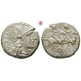 Römische Republik, Cn. Lucretius Trio, Denar 136 v.Chr., ss-vz