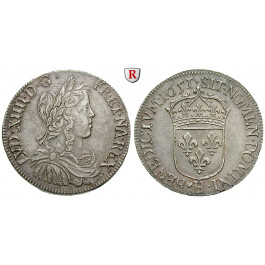 Frankreich, Louis XIV., 1/2 Ecu à la mèche longue 1651, vz+