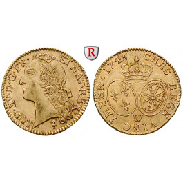 Frankreich, Louis XV., Louis d´or au bandeau 1745, f.vz