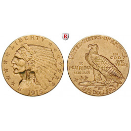 USA, 2 1/2 Dollars 1915, 3,76 g fein, f.vz