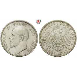 Deutsches Kaiserreich, Lippe, Leopold IV., 3 Mark 1913, A, ss-vz, J. 79