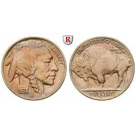 USA, 5 Cents 1938, vz-st