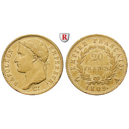 Frankreich, Napoleon I. (Kaiser), 20 Francs 1809, 5,81 g fein, ss-vz