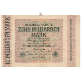 Inflation 1919-1924, 10 Md Mark 01.10.1923, I-, Rb. 114d