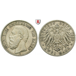 Deutsches Kaiserreich, Baden, Friedrich I., 2 Mark 1899, G, ss, J. 28