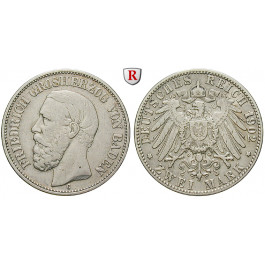 Deutsches Kaiserreich, Baden, Friedrich I., 2 Mark 1902, G, ss, J. 28
