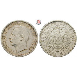 Deutsches Kaiserreich, Baden, Friedrich II., 2 Mark 1911, G, ss/ss-vz, J. 38