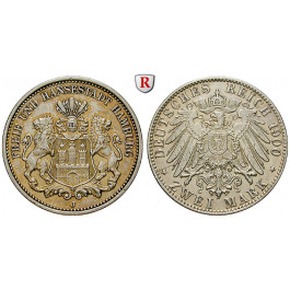 Deutsches Kaiserreich, Hamburg, 2 Mark 1900, J, vz, J. 63
