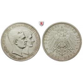 Deutsches Kaiserreich, Braunschweig, Ernst August, 3 Mark 1915, mit Lüneburg, A, vz/vz-st, J. 57