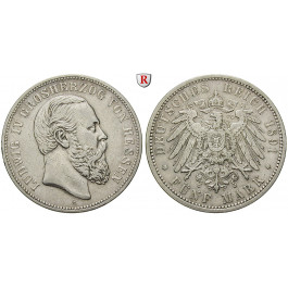 Deutsches Kaiserreich, Hessen, Ludwig IV., 5 Mark 1891, A, ss, J. 71