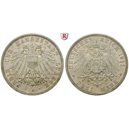 Deutsches Kaiserreich, Lübeck, 3 Mark 1911, A, vz-st, J. 82