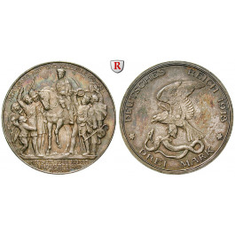 Deutsches Kaiserreich, Preussen, Wilhelm II., 3 Mark 1913, Der König rief, vz aus PP, J. 110