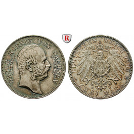 Deutsches Kaiserreich, Sachsen, Georg, 2 Mark 1904, auf den Tod, E, vz+, J. 132