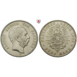 Deutsches Kaiserreich, Sachsen, Albert, 5 Mark 1889, E, ss, J. 122