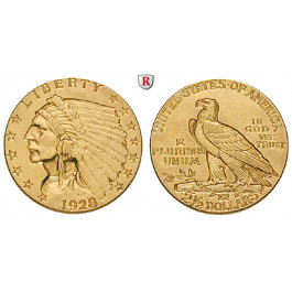 USA, 2 1/2 Dollars 1928, 3,76 g fein, ss-vz