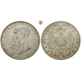 Deutsches Kaiserreich, Sachsen-Meiningen, Georg II., 5 Mark 1908, kurzer Bart, D, ss+, J. 153b