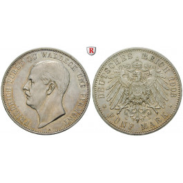 Deutsches Kaiserreich, Waldeck-Pyrmont, Friedrich, 5 Mark 1903, A, vz/vz+, J. 171