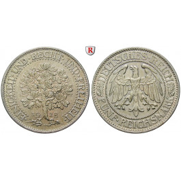 Weimarer Republik, 5 Reichsmark 1928, Eichbaum, F, f.vz, J. 331