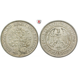 Weimarer Republik, 5 Reichsmark 1932, Eichbaum, G, vz, J. 331