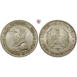 Weimarer Republik, 5 Reichsmark 1927, Uni Tübingen, F, vz+, J. 329