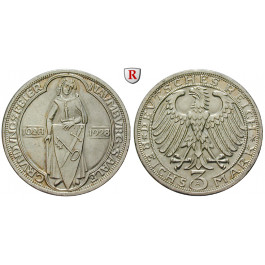 Weimarer Republik, 3 Reichsmark 1928, Naumburg, A, vz-st, J. 333