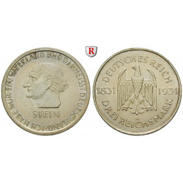 Weimarer Republik, 3 Reichsmark 1931, vom Stein, A, vz, J. 348