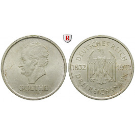 Weimarer Republik, 3 Reichsmark 1932, Goethe, A, f.vz/vz+, J. 350