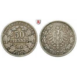 Deutsches Kaiserreich, 50 Pfennig 1878, E, ss, J. 8