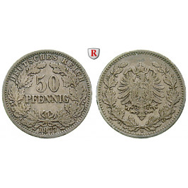 Deutsches Kaiserreich, 50 Pfennig 1877, H, ss+, J. 8